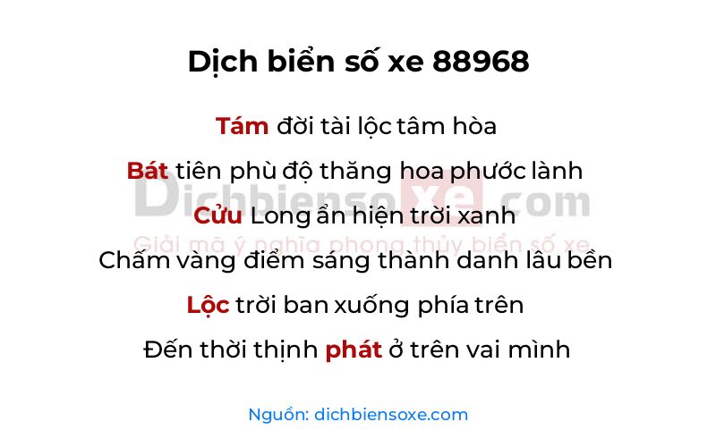 Dịch thơ biển số 88968