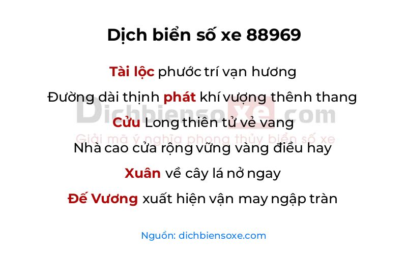 Dịch thơ biển số 88969