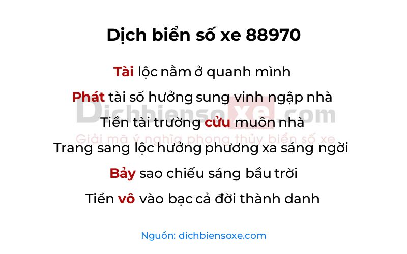 Dịch thơ biển số 88970