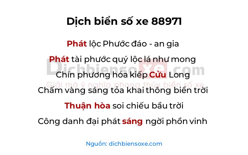 Dịch thơ biển số 88971