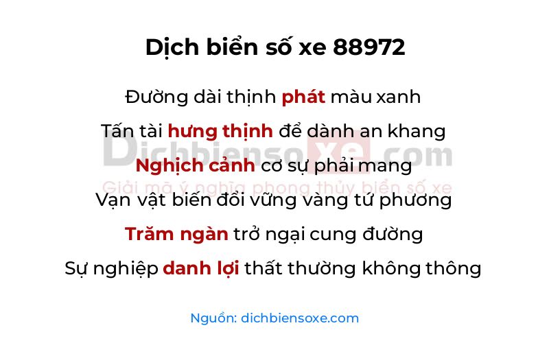 Dịch thơ biển số 88972