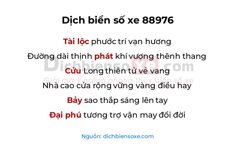 Dịch thơ biển số 88976