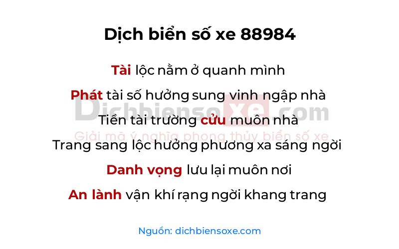 Dịch thơ biển số 88984