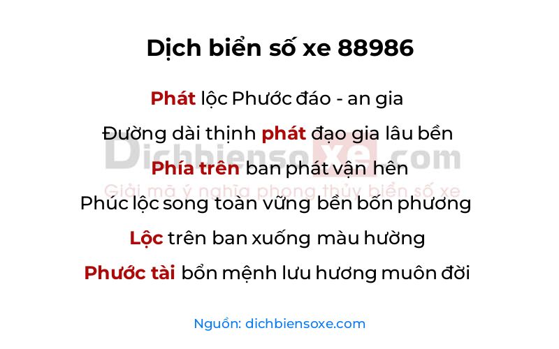 Dịch thơ biển số 88986
