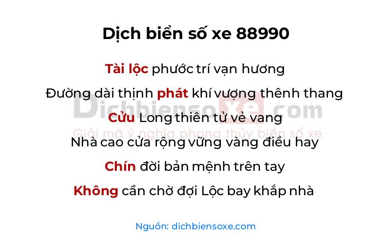 Dịch thơ biển số 88990