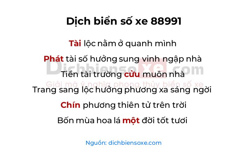 Dịch thơ biển số 88991