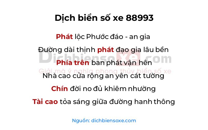 Dịch thơ biển số 88993
