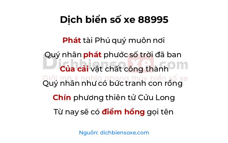 Dịch thơ biển số 88995