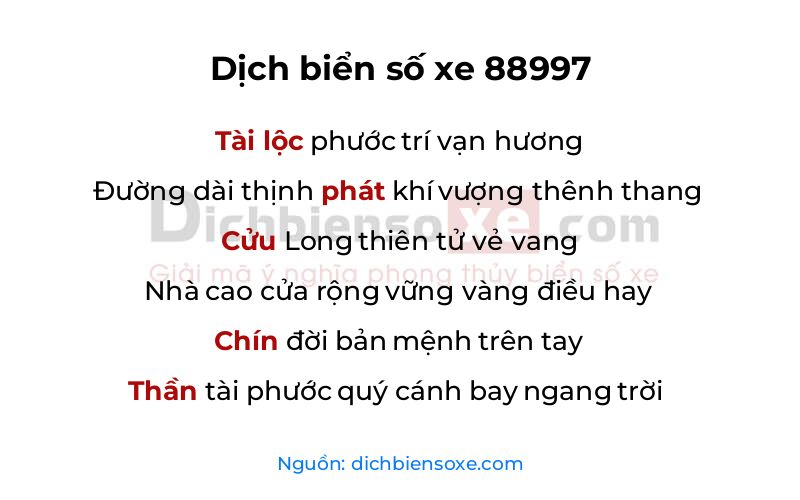Dịch thơ biển số 88997