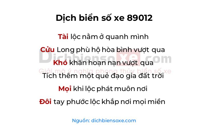 Dịch thơ biển số 89012