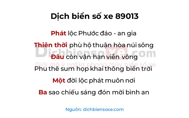Dịch thơ biển số 89013