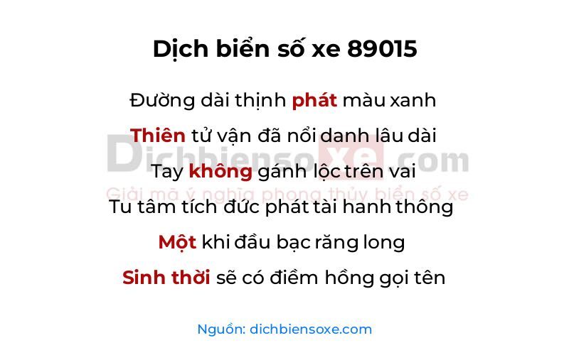 Dịch thơ biển số 89015