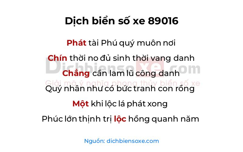 Dịch thơ biển số 89016
