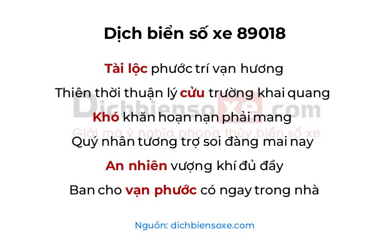 Dịch thơ biển số 89018