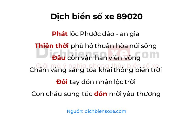 Dịch thơ biển số 89020