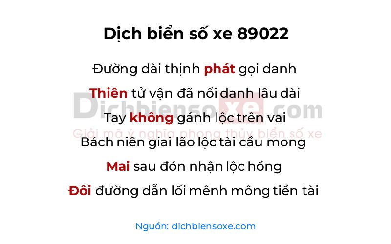 Dịch thơ biển số 89022