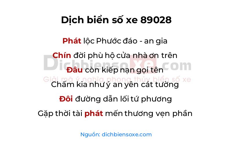 Dịch thơ biển số 89028