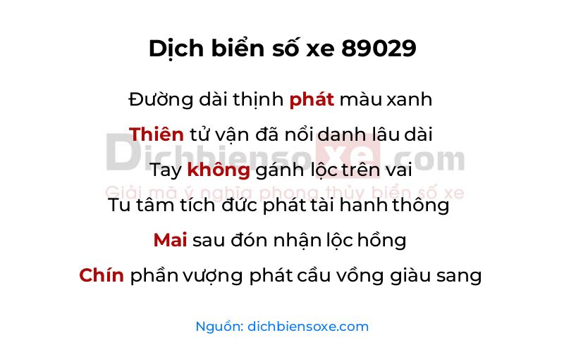 Dịch thơ biển số 89029