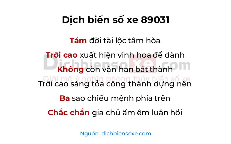 Dịch thơ biển số 89031