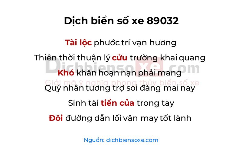 Dịch thơ biển số 89032
