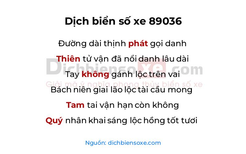 Dịch thơ biển số 89036