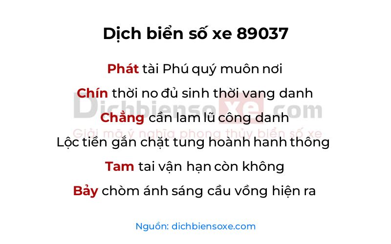Dịch thơ biển số 89037