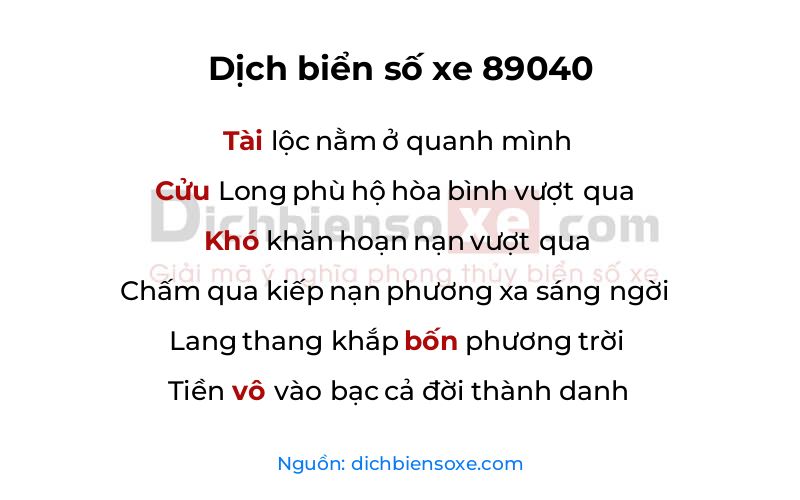 Dịch thơ biển số 89040