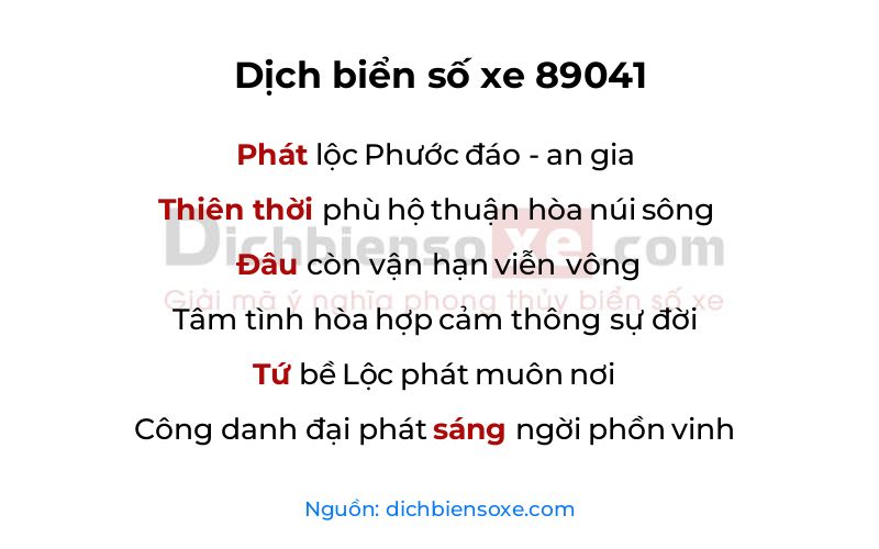 Dịch thơ biển số 89041