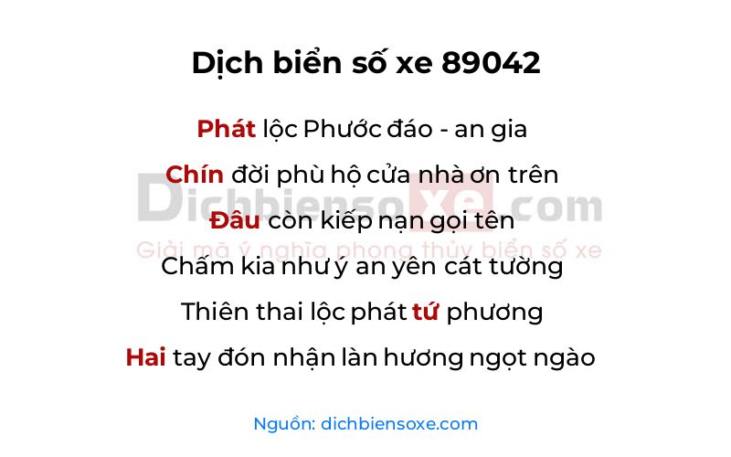 Dịch thơ biển số 89042