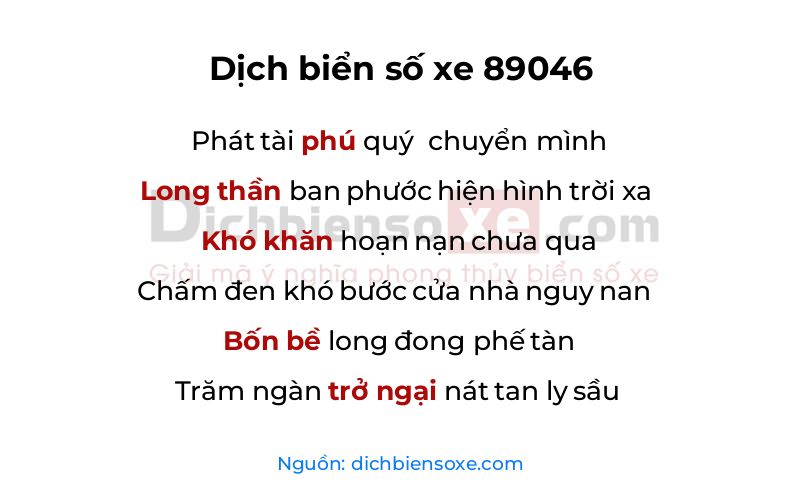Dịch thơ biển số 89046