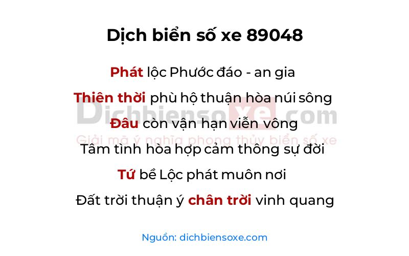 Dịch thơ biển số 89048