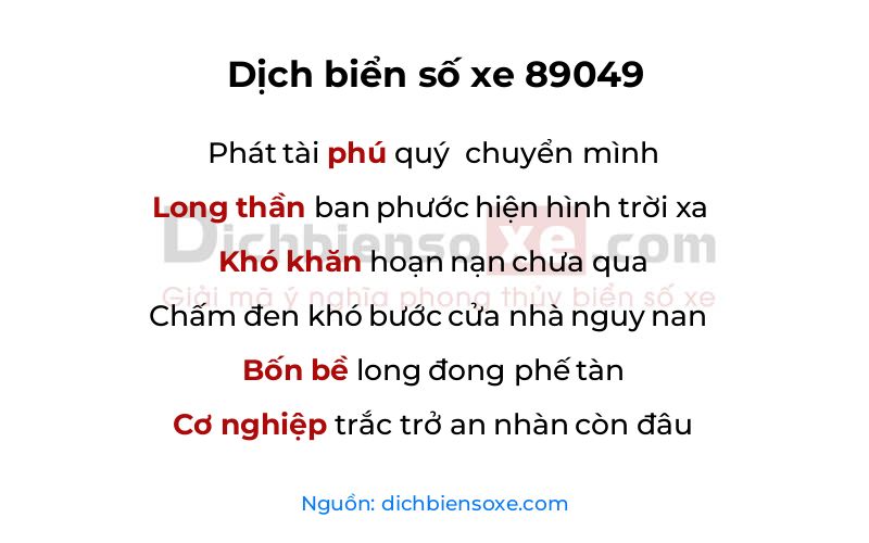 Dịch thơ biển số 89049