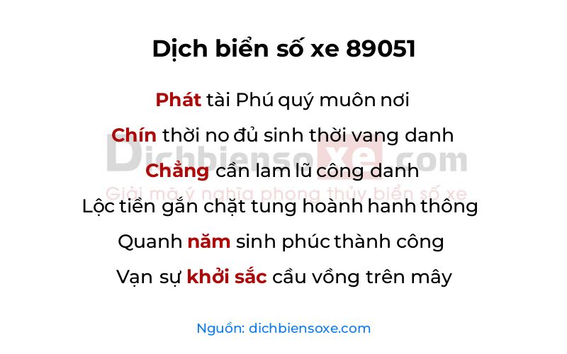 Dịch thơ biển số 89051