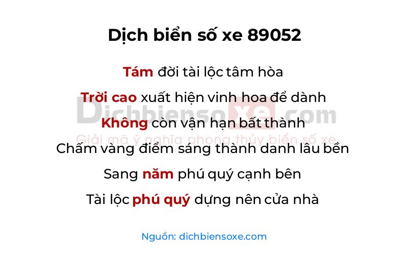 Dịch thơ biển số 89052
