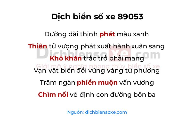 Dịch thơ biển số 89053