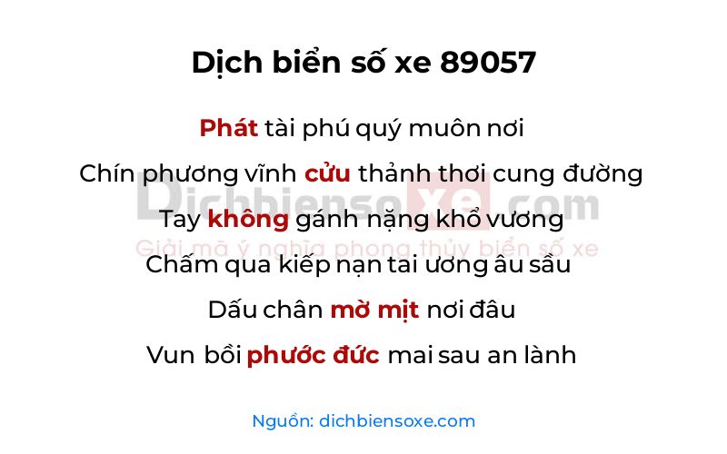 Dịch thơ biển số 89057