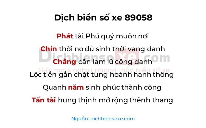 Dịch thơ biển số 89058