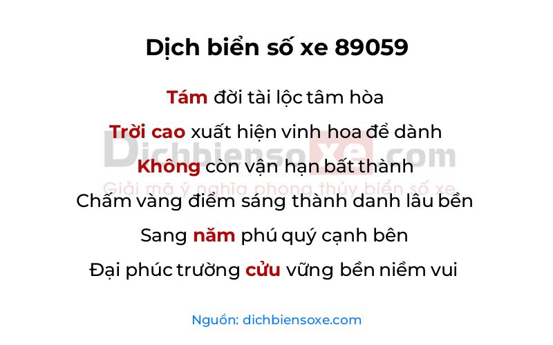 Dịch thơ biển số 89059
