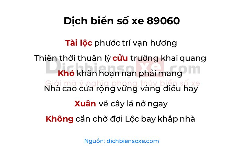 Dịch thơ biển số 89060