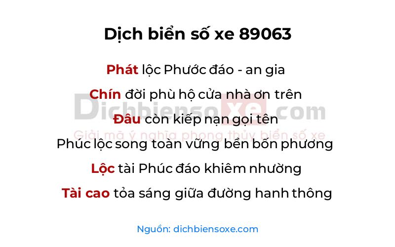Dịch thơ biển số 89063