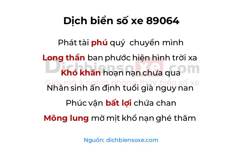 Dịch thơ biển số 89064