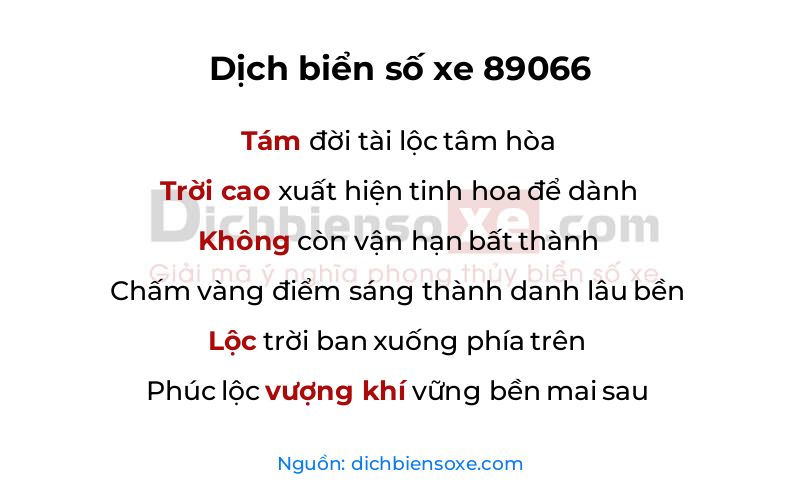 Dịch thơ biển số 89066