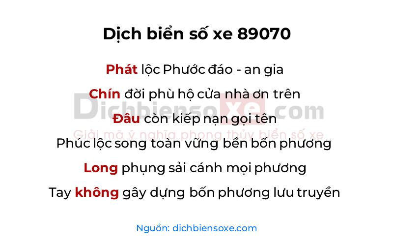 Dịch thơ biển số 89070