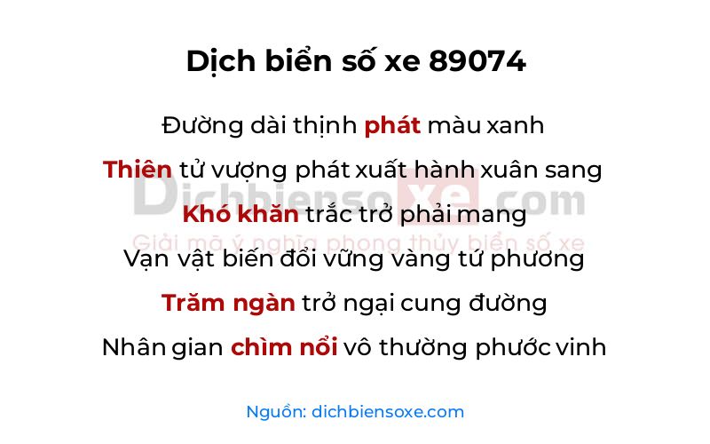 Dịch thơ biển số 89074