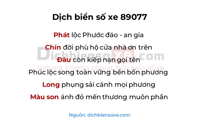 Dịch thơ biển số 89077