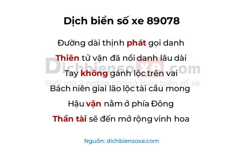 Dịch thơ biển số 89078