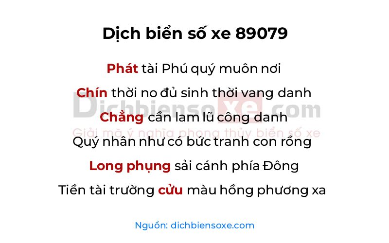 Dịch thơ biển số 89079