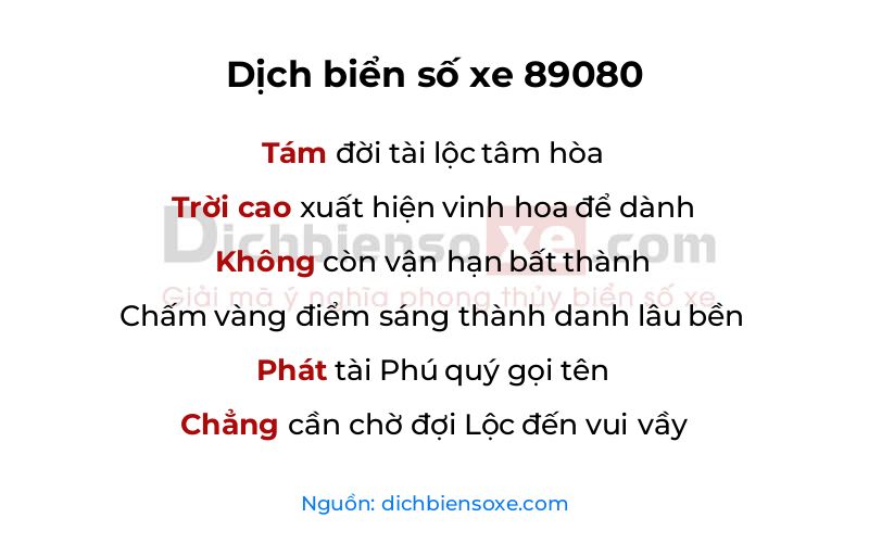 Dịch thơ biển số 89080