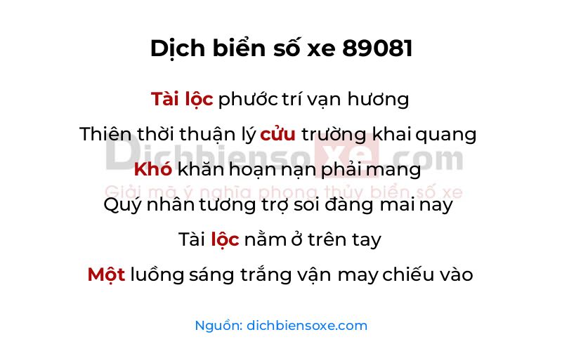 Dịch thơ biển số 89081