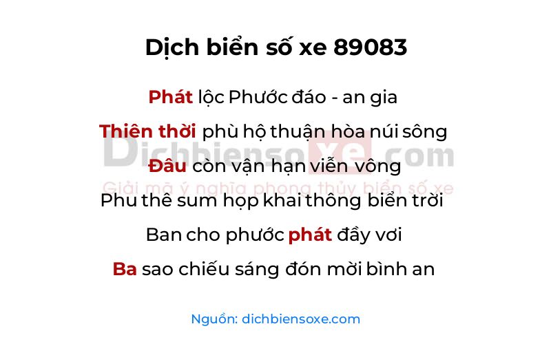 Dịch thơ biển số 89083